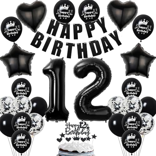 Deko 12. Geburtstag Mädchen Junge Ballon Dekoration Schwarz Tortendeko 12. Geburtstag Mädchen Luftballon 12 deko Junge Geburtstagsdeko 12 Jahre Ballon Schwarz Deko 12. Geburtstag Mädchen Junge Ballon Dekoration Schwarz Tortendeko 12. Geburtstag Mädchen Luftballon 12 deko Junge Geburtstagsdeko 12 Jahre Ballon Schwarz von Hopewey