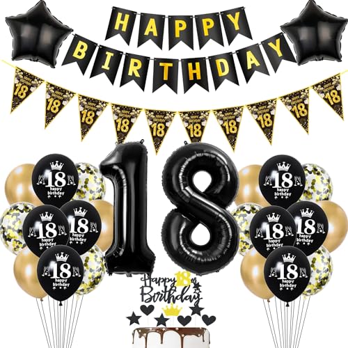 Deko 18. Geburtstag Jungen Mädchen Tortendeko 18 Geburtstag Mädchen Party Deko Schwarz Gold Luftballons 18 Jungen deko Geburtstagsdeko 18 jahre Ballon Deko 18. Geburtstag Jungen Mädchen Tortendeko 18 Geburtstag Mädchen Party Deko Schwarz Gold Luftballons 18 Jungen deko Geburtstagsdeko 18 jahre Ballon von Hopewey