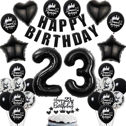 Deko 23. Geburtstag Frauen Mann Ballon Dekoration Schwarz Tortendeko 23. Geburtstag Frau Luftballon 23 deko Männer Frauen 23 Geburtstagsdeko 23 Jahre Ballon Schwarz von Hopewey