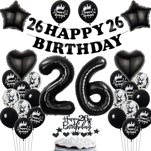 Deko 26. Geburtstag Frauen Mann Dekoration Schwarz Tortendeko 26. Geburtstag Frau Mann Luftballon 26 deko Frau 26. Männer Ballon Geburtstagsdeko 26 Jahre Frauen Schwarz Deko 26. Geburtstag Frauen Mann Dekoration Schwarz Tortendeko 26. Geburtstag Frau Mann Luftballon 26 deko Frau 26. Männer Ballon Geburtstagsdeko 26 Jahre Frauen Schwarz von Hopewey