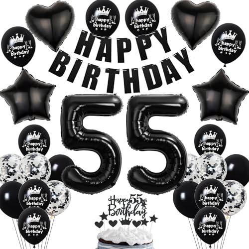 Deko 55. Geburtstag Frauen Mann Ballon Dekoration Schwarz Tortendeko 55. Geburtstag Frau Luftballon 55 Geburtstag deko Männer Frauen Schwarz 55 Geburtstagsdeko 55 Jahre Frauen Mann Ballon Schwarz von Hopewey