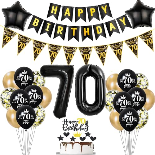 Deko 70. Geburtstag Mann Frauen Tortendeko 70 Geburtstag Frauen Party Deko Schwarz Gold Luftballons 70 Geburtstag Mann deko Geburtstagsdeko 70 jahre Mann Ballon 70 Geburtstag Frauen dekoration von Hopewey
