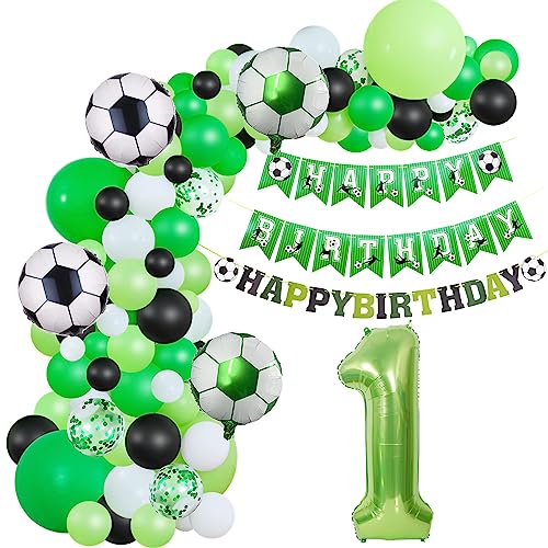 Hopewey Fussball Luftballon Girlande 1. Geburtstag Deko Junge, Grün/Schwarz/Weiß Fussball Luftballons, Banner, Girlande, Ballon-Kette, Band Hopewey Fussball Luftballon Girlande 1. Geburtstag Deko Junge, Grün/Schwarz/Weiß Fussball Luftballons, Banner, Girlande, Ballon-Kette, Band von Hopewey