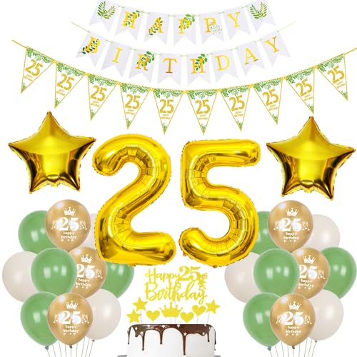 Gold Luftballons 25 Geburtstag Frauen Mann Dekoration Oliv grün Tortendeko 25 Geburtstag Frauen Geburtstagsdeko 25 Jahre Frau Folienballon 25 deko 25. männer Ballon party deko von Hopewey