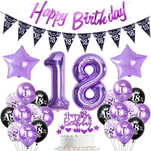Lila Luftballon 18. Geburtstag Dekoration violett Tortendeko 18. Geburtstag Mädchen party deko Geburtstagsdeko 18 Jahre Mädchen Lila Folienballon 18 Ballon von Hopewey
