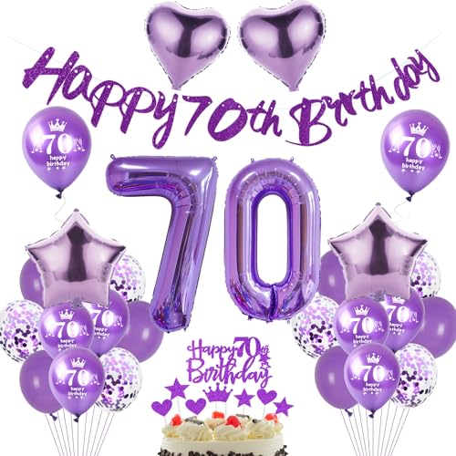 Lila Luftballon 70. Geburtstag Dekoration Frauen Lila Tortendeko 70. Geburtstag Frauen Geburtstagsdeko 70 Jahre Ballon violett Folienballon 70 deko 70. Frau Mädchen Ballon von Hopewey