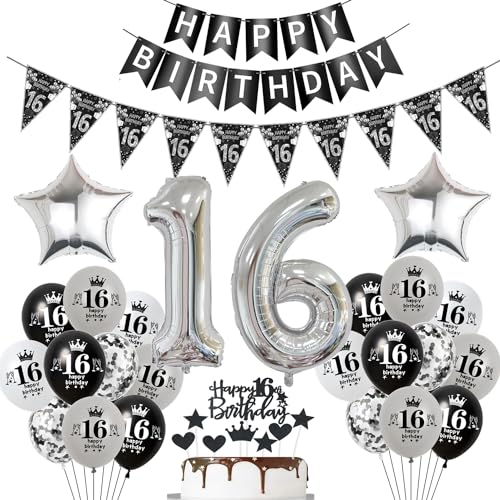 Luftballon 16. Geburtstag Dekoration Schwarz Tortendeko 16. Geburtstag Mädchen Junge Geburtstagsdeko 16 Jahre Junge Mädchen Schwarz Folienballon 16 Ballon 16 Luftballon 16. Geburtstag Dekoration Schwarz Tortendeko 16. Geburtstag Mädchen Junge Geburtstagsdeko 16 Jahre Junge Mädchen Schwarz Folienballon 16 Ballon 16 von Hopewey
