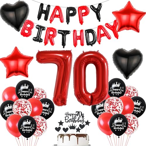 Luftballon 70. Geburtstag deko frau rot Schwarz set Folienballon Zahlen 70 Geburtstagsdeko frauen 70 Jahre geburtstagdeko 70 jahre 70. Geburtstag deko Rot frau Geburtstagsdeko 70 Jahre frauen von Hopewey