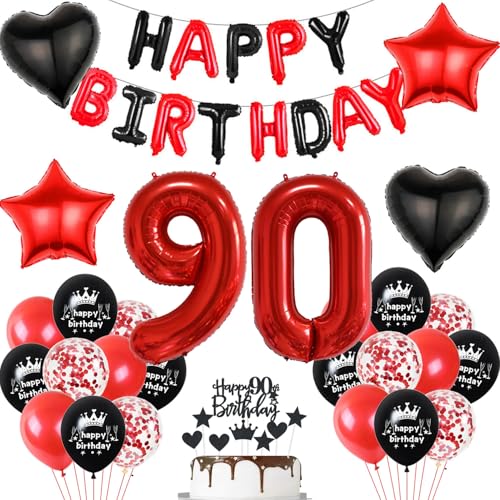 Luftballon 90. Geburtstag deko frau rot Schwarz set Folienballon Zahlen 90 Geburtstagsdeko frauen 90 Jahre geburtstagdeko frau 90 jahre 90. Geburtstag deko Rot frau Geburtstagsdeko 90 Jahre frauen von Hopewey