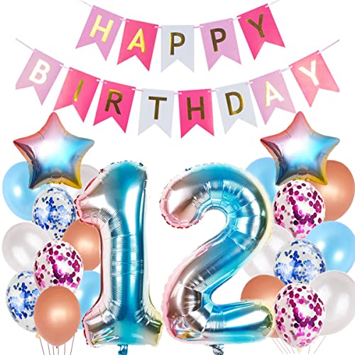 Luftballons 12. Geburtstag Dekoration für Mädchen - Rosa Ballons und Geburtstagsdeko für 12 Jahre Alte Mädchen von Hopewey