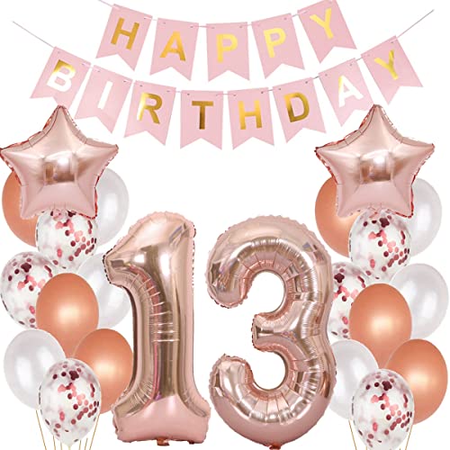 Luftballons 13 Geburtstag Dekoration mädchen rosegold,13.Geburtstag deko für mädchen,13 jahre Geburtstag deko mädchen 13.geburtstag deko mädchen 13 Geburtstag Mädchen 13 Geburtstagsdeko rosegold (13) von Hopewey