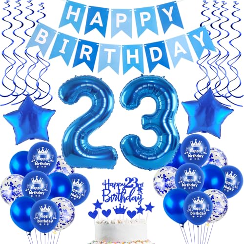 Luftballons 23 Geburtstag Deko Mann Blau, deko 23. geburtstag Mann,Folien ballons 23 . geburtstag banner Happy Birthday 23 deko blau Geburtstagdeko 23 Jahre Männer Dekoration von Hopewey