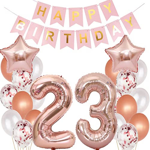 Luftballons 23. Geburtstag Dekoration Für Frauen - Rosegold 23 Jahre Geburtstagsdeko (23) von Hopewey