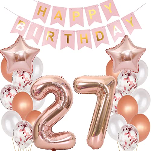 Luftballons 27 Geburtstag Dekoration frauen rosegold, 27. Geburtstag deko für frau,27 jahre Geburtstag deko frau 27 .geburtstag deko frau 27 Geburtstag frau 27 Geburtstagsdeko rosegold frauen (27) von Hopewey
