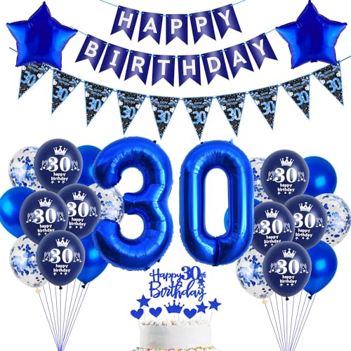 Luftballons 30 Geburtstag Dekoration,Blau Tortendeko Geburtstag 30 Jahre Mann,Blau Party Deko 30. Mann ballon , Geschenk für 30 blau Geburtstagsdeko 30 Jahre männer Luftballons 30 Geburtstag Dekoration,Blau Tortendeko Geburtstag 30 Jahre Mann,Blau Party Deko 30. Mann ballon , Geschenk für 30 blau Geburtstagsdeko 30 Jahre männer von Hopewey