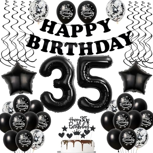Luftballons 35. Geburtstag Mann Frauen Deko Schwarz Tortendeko 35. Geburtstag Deko Mann Frau Schwarz Geburtstagsdeko 35 Jahre Geburtstag Frauen Männer dekoration Schwarz 35 Geburtstag deko torte von Hopewey
