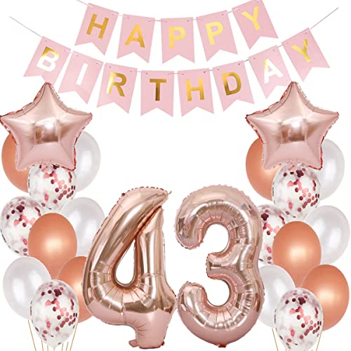 Luftballons 43. Geburtstag Dekoration Für Frauen - Rosegold Deko Set (43 Jahre) von Hopewey