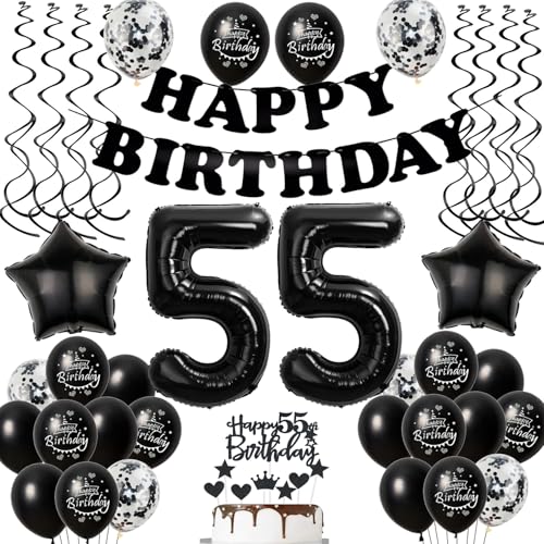 Luftballons 55. Geburtstag Mann Frauen Deko Schwarz Tortendeko 55. Geburtstag Deko Mann Frau Schwarz Geburtstagsdeko 55 Jahre Geburtstag Frauen Männer dekoration Schwarz 55 Geburtstag deko torte von Hopewey