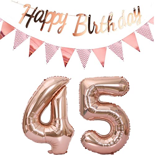 Luftballons 45.geburtstag deko frauen rosegold+Happy Birthday Girlande +Wimpelkette 40"Zahlen Ballon 45 Luftballons 45 Jahre Geburtstag Dekoration frau Geburtstagdeko 45 Geburtstag deko rosegold(45) Luftballons 45.geburtstag deko frauen rosegold+Happy Birthday Girlande +Wimpelkette 40"Zahlen Ballon 45 Luftballons 45 Jahre Geburtstag Dekoration frau Geburtstagdeko 45 Geburtstag deko rosegold(45) von Hopewey