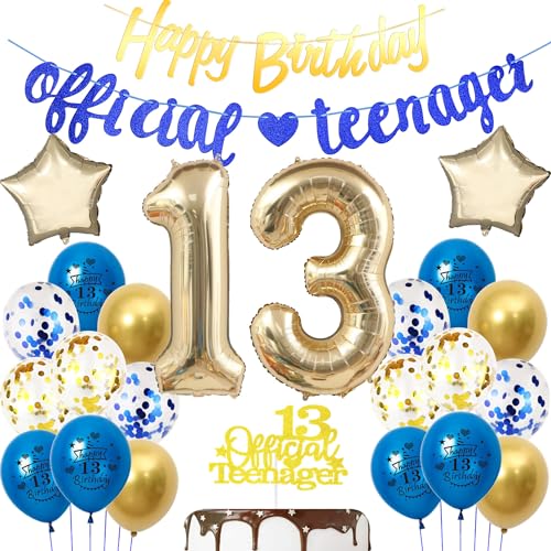 Offizielle Teenager 13. Geburtstag Deko für Junge,Luftballon 13.Geburtstag Junge deko blau,Offizielle Teenager Geburtstagsdeko 13 jahre Jungen ballon blau von Hopewey