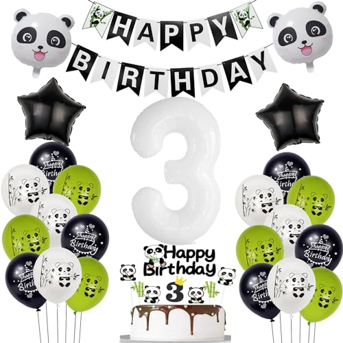 Panda Luftballons 3. Geburtstag Junge Mädchen Dekoration, panda ballon geburtstagsdeko 3 jahr Junge Mädchen Luftballons, 3 geburtstag deko für Kinder, 3 jahr Panda Thema Geburtstag Party Deko von Hopewey
