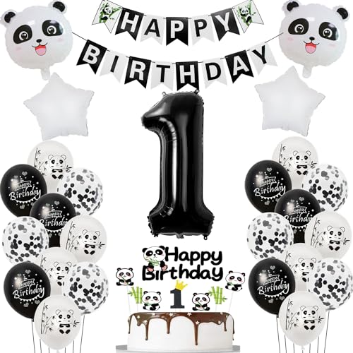 Panda luftballons 1. geburtstag junge mädchen dekoration, panda thema geburtstagsdeko 1 jahre junge mädchen ballon 1 geburtstag deko für kinder, thema ballon deko 1.für kinder von Hopewey