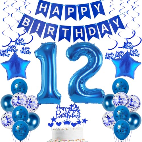 deko 12. geburtstag Junge deko blau luftballon 12. geburtstag deko Junge Tortendeko 12 Geburtstag luftballon dekoration Junge geburtstagsdeko 12 jahre Junge kuchen deko 12 geburtstag luftballon von Hopewey