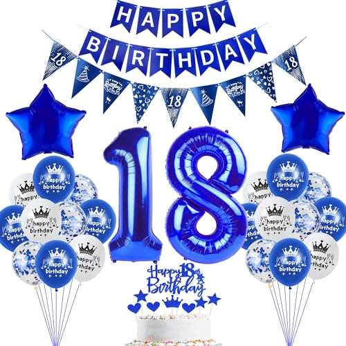 deko 18. Geburtstag Dekoration,Dunkelblau Tortendeko Geburtstag 18 Jahre Junge Party Deko 18 Mädchen ,luftballons 18. Junge ,blau Geburtstagsdeko 18 Jahre ballon von Hopewey