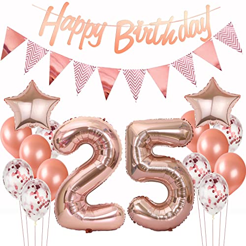 deko 25. geburtstag frauen deko rosegold ballon 25. geburtstag frauen deko luftballon 25. geburtstag deko rosegold 25 Geburtstag girlande banner geburtstagsdeko 25 jahre frauen dekoration von Hopewey