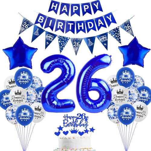 deko 26. Geburtstag Dekoration,Dunkelblau Tortendeko Geburtstag 26 Jahre mann Party Deko 26 frauen ,luftballons 26. frau,blau Geburtstagsdeko 26 Jahre Männer ballon deko 26. Geburtstag Dekoration,Dunkelblau Tortendeko Geburtstag 26 Jahre mann Party Deko 26 frauen ,luftballons 26. frau,blau Geburtstagsdeko 26 Jahre Männer ballon von Hopewey