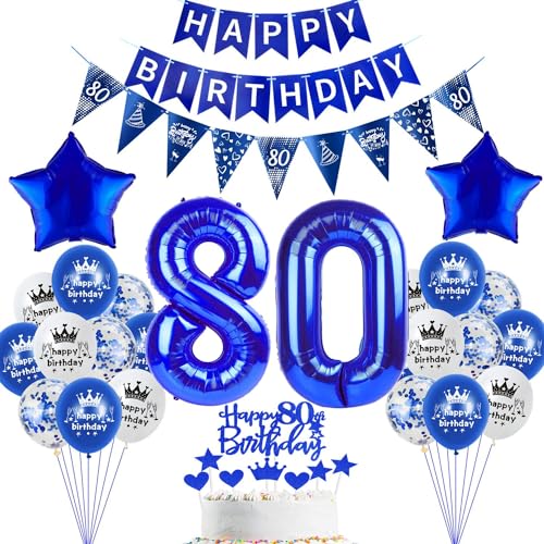 deko 80. Geburtstag Dekoration,Dunkelblau Tortendeko Geburtstag 80 Jahre mann Party Deko 80 frauen mann,luftballons 80.frau,blau Geburtstagsdeko 80 Jahre Männer ballon deko 80. Geburtstag Dekoration,Dunkelblau Tortendeko Geburtstag 80 Jahre mann Party Deko 80 frauen mann,luftballons 80.frau,blau Geburtstagsdeko 80 Jahre Männer ballon von Hopewey