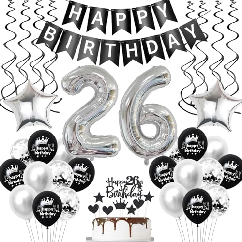 luftballon 26 geburtstag deko mann frauen Schwarz Silber geburtstagsdeko 26 jahre frau Männer Deko 26. Geburtstag mann Dekoration ballon 26. geburtstag frau Tortendeko 26 geburtstag frauen luftballon 26 geburtstag deko mann frauen Schwarz Silber geburtstagsdeko 26 jahre frau Männer Deko 26. Geburtstag mann Dekoration ballon 26. geburtstag frau Tortendeko 26 geburtstag frauen von Hopewey