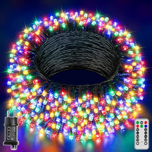 Hopexy Lichterkette außen 20M 200 LED Lichterkette Weihnachtsbaum innen mit Fernbedienung Timer, 8 Modi IP44 wasserdicht außen für Garten Balkon Party Hochzeit Tannenbaum(Bunt) von Hopexy
