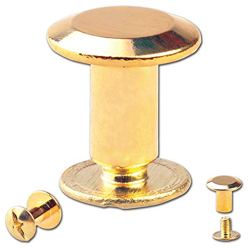Hoppe & Masztalerz 100 Schraubnieten Gürtelschrauben Buchschrauben Chicagoschrauben Nieten zum Schrauben 7MM Messing-glänzend von Hoppe & Masztalerz