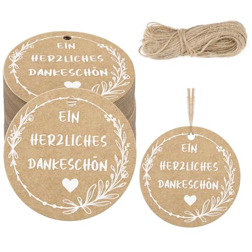 100 Stück EIN HERZLICHES DANKESCHÖN Geschenkanhänger, 5.5cm Runden Danke Karten Anhänger, Dankeschön Geschenke Kraftpapier Anhänger mit Schnur 20m,Etiketten Anhänger für Hochzeiten,Feste,DIY Geschenke 100 Stück EIN HERZLICHES DANKESCHÖN Geschenkanhänger, 5.5cm Runden Danke Karten Anhänger, Dankeschön Geschenke Kraftpapier Anhänger mit Schnur 20m,Etiketten Anhänger für Hochzeiten,Feste,DIY Geschenke von Hopton