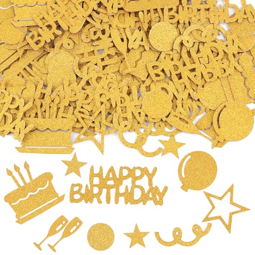 100 Stück Konfetti Tischdeko Geburtstag, 5cm Groß Streudeko Geburtstag frauen, Glitzer Happy Birthday Deko Confetti für Jubiläen, Geburtstage, Party, Tischdeko (Gold) von Hopton