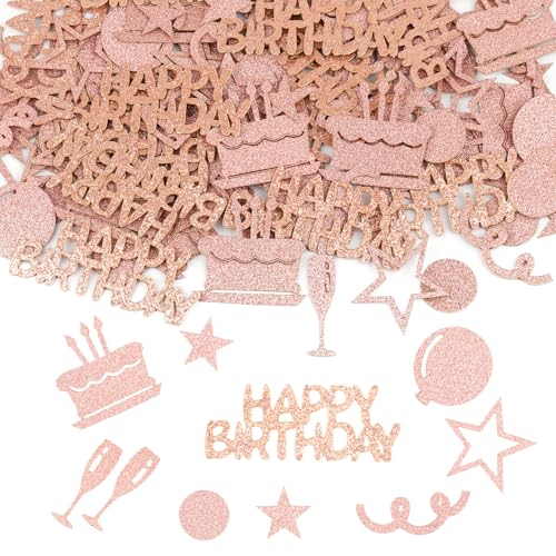 100 Stück Konfetti Tischdeko Geburtstag, 5cm Groß Streudeko Geburtstag frauen, Glitzer Happy Birthday Deko Confetti für Jubiläen, Geburtstage, Party, Tischdeko (Rosegold) von Hopton