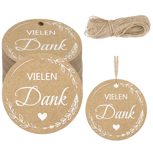 100 Stück VIELEN DANK Geschenkanhänger, 5.5cm Runden Danke Karten Anhänger, Dankeschön Geschenke Kraftpapier Anhänger mit Schnur 20m, Etiketten Anhänger für Hochzeiten, Feste, DIY Geschenke 100 Stück VIELEN DANK Geschenkanhänger, 5.5cm Runden Danke Karten Anhänger, Dankeschön Geschenke Kraftpapier Anhänger mit Schnur 20m, Etiketten Anhänger für Hochzeiten, Feste, DIY Geschenke von Hopton