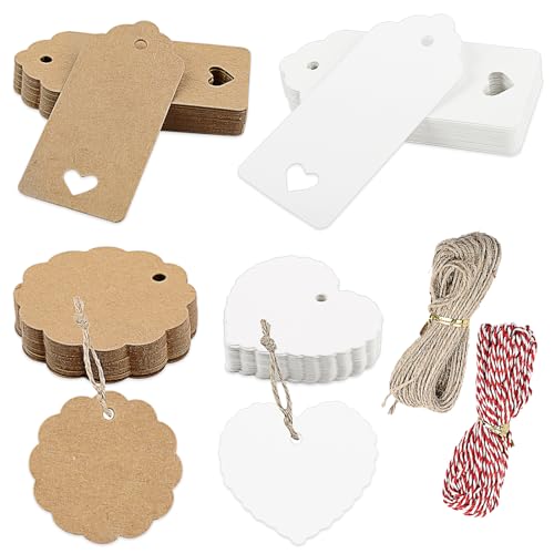 200 Stück Geschenkanhänger Kraftpapier, Kraftpapier Anhänger Papier, Kärtchen zum Beschriften mit Schnur, Hängeetiketten,etiketten anhänger für Geschenkverpackung,Hochzeit,Handmade (Braun Weiß) 200 Stück Geschenkanhänger Kraftpapier, Kraftpapier Anhänger Papier, Kärtchen zum Beschriften mit Schnur, Hängeetiketten,etiketten anhänger für Geschenkverpackung,Hochzeit,Handmade (Braun Weiß) von Hopton