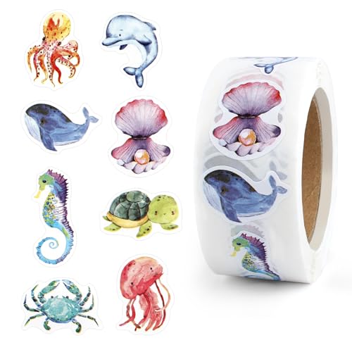 500 Stück Runde Tier Aufkleber, Meerestiere Stickers Rolle, 8 Muster Reward Sticker Tiere, Selbstklebend Aufkleber Kinder für Scrapbooking DIY Crafts Journal School Home 500 Stück Runde Tier Aufkleber, Meerestiere Stickers Rolle, 8 Muster Reward Sticker Tiere, Selbstklebend Aufkleber Kinder für Scrapbooking DIY Crafts Journal School Home von Hopton