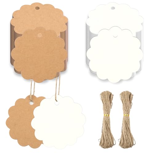 Geschenkanhänger Kraftpapier Etiketten,200 Stück Kraftpapier Anhänger, Runde 6cm Geschenkanhänger zum Beschriften mit Schnur 40M, Hängeetiketten für Geschenkverpackung,Hochzeit,Handmade(Braun Weiß) Geschenkanhänger Kraftpapier Etiketten,200 Stück Kraftpapier Anhänger, Runde 6cm Geschenkanhänger zum Beschriften mit Schnur 40M, Hängeetiketten für Geschenkverpackung,Hochzeit,Handmade(Braun Weiß) von Hopton