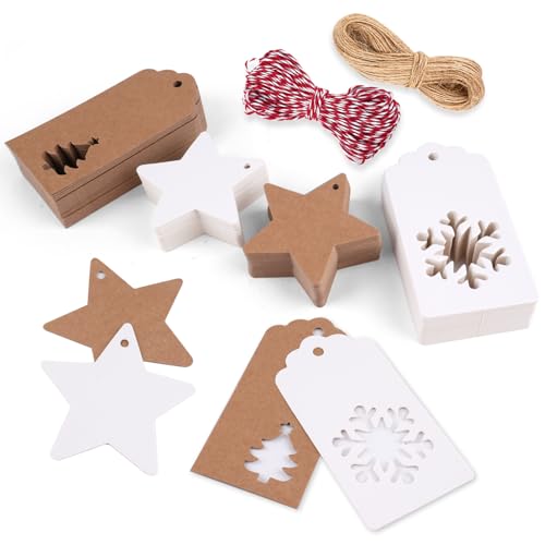 Geschenkanhänger Weihnachten, 200 Stück Anhänger Zum Beschriften, Kraftpapier Anhänger mit 20M Jute Schnur, Etiketten Anhänger, Geschenk Etiketten für Weihnachtsgeschenke Weihnachtsbäume Flaschen Geschenkanhänger Weihnachten, 200 Stück Anhänger Zum Beschriften, Kraftpapier Anhänger mit 20M Jute Schnur, Etiketten Anhänger, Geschenk Etiketten für Weihnachtsgeschenke Weihnachtsbäume Flaschen von Hopton