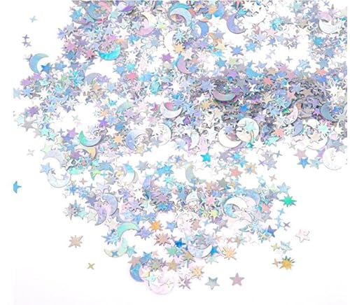 Glitzer Konfetti, Pailletten Streudeko Geburtstag Sterne, Mond Confetti/Schneeflocken-Pailletten konfetti, Weihnachts-Tischdekoration Glitzer Konfetti, Pailletten Streudeko Geburtstag Sterne, Mond Confetti/Schneeflocken-Pailletten konfetti, Weihnachts-Tischdekoration von Hopton