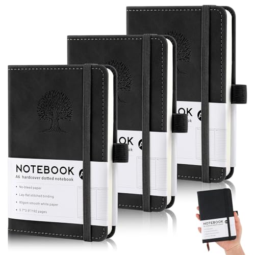 Hopton 3 Pack A6 Notizbücher, Leder Pocket Notebook, 192 Seiten A6 Kleiner Notizblock, 80 g/m² Reisetagebücher Taschenkalender Linierte Notizbücher für Frauen Männer von Hopton