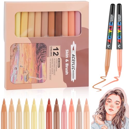 Hopton Acrylstifte für Steine Wasserfest, 12 Farben Steine Bemalen Stifte, 1-5mm Acrylic Marker Zum Bemalen für Stein Holz Keramik Leinwand Glas Bastel Kinder(Hauttöne) Hopton Acrylstifte für Steine Wasserfest, 12 Farben Steine Bemalen Stifte, 1-5mm Acrylic Marker Zum Bemalen für Stein Holz Keramik Leinwand Glas Bastel Kinder(Hauttöne) von Hopton