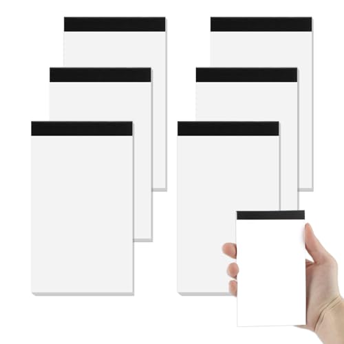 Hopton Notizblock Klein A7, 6 Stück Blanko Schreibblock,30 Blatt pro Block, 80g Mini Notizblöcke, Zettelblock To Do Listen für Arbeit Studie Büro Schule Haushalt (Weiß-leeres Papier) von Hopton