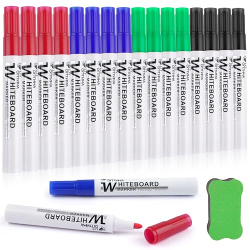 Hopton White Board Marker Pens, 16 Stück Flipchart Stifte, Whiteboard Marker Bunt, Whiteboard Stifte, 3mm stifte whiteboard Abwischbar, Non Permanent Dry Erase Marker für Schule, Büro, Fenster von Hopton
