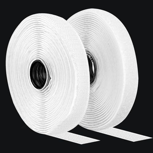 Klettband zum Nähen Set, 10mm × 5m Wiederverwendbar Klettverschluss zum Nähen, Extra Starke Flausch&Hakenband für Kleidung, Heimtextilien, Klettband zum Nähen aus Nylon-Polyester (Weiß) von Hopton