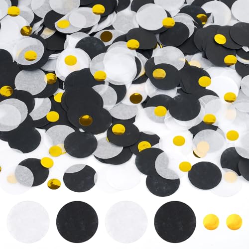 Konfetti 6000 Stück, Rund Konfetti Geburtstag Hochzeit Streudeko Papier Confetti für Geburtstag Hochzeit Party Dekoration (Schwarz Soirée, 2.5cm) von Hopton