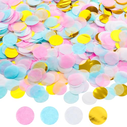 Konfetti Bunt 6000 Stück, 2.5cm Konfetti Geburtstag Groß, 70g Mehrfarbig Runde Streudeko Tischdeko, Papier Confetti für Geburtstag Hochzeit Party Dekoration (Rosa und Gold) von Hopton